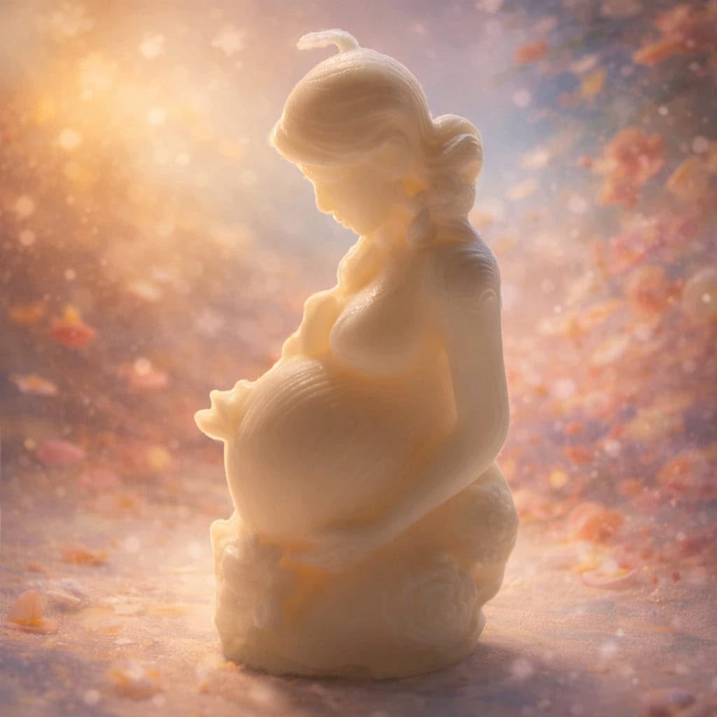 Handmade Aspire figure candle of an expecting mother